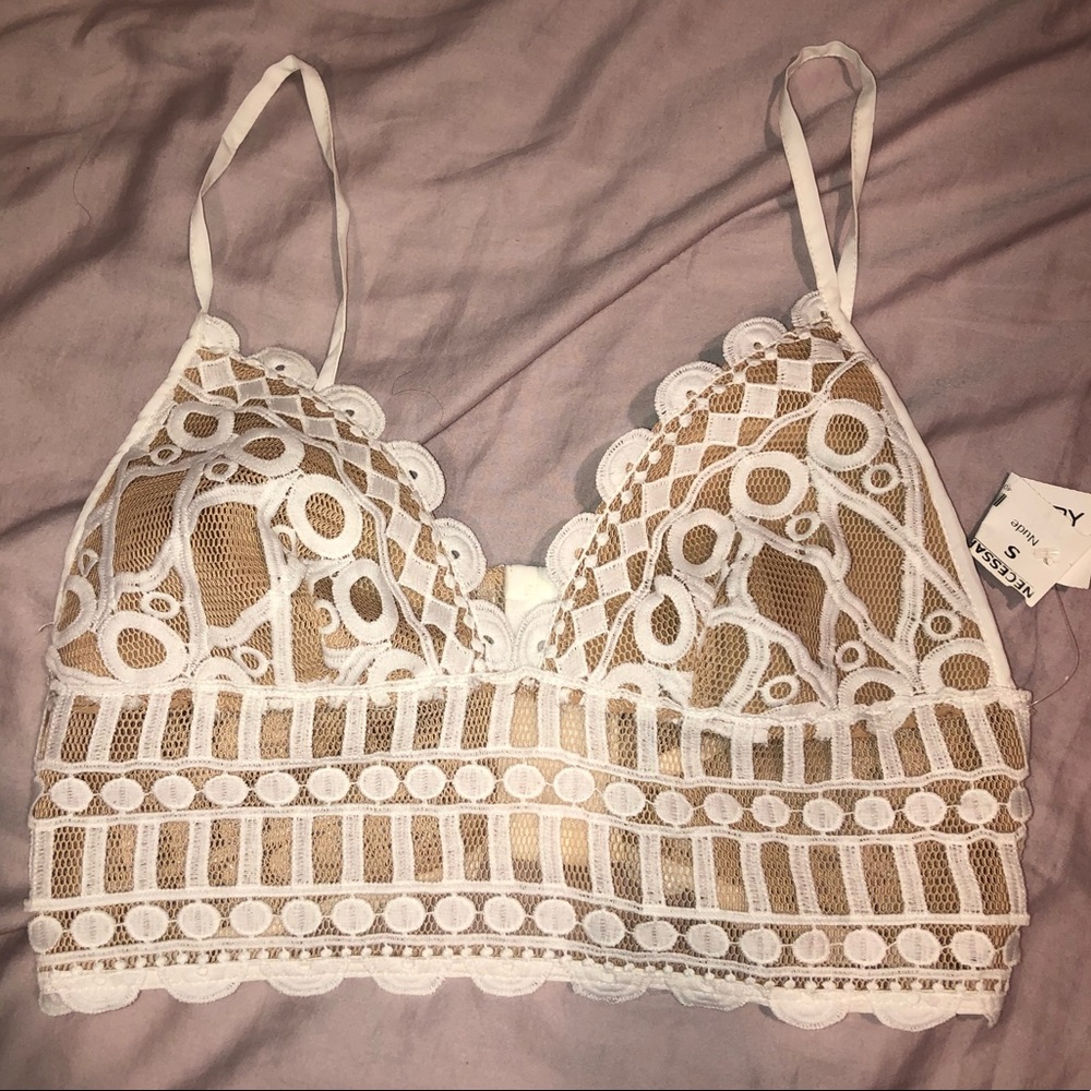 New with tags! White and nude lace crop top!
